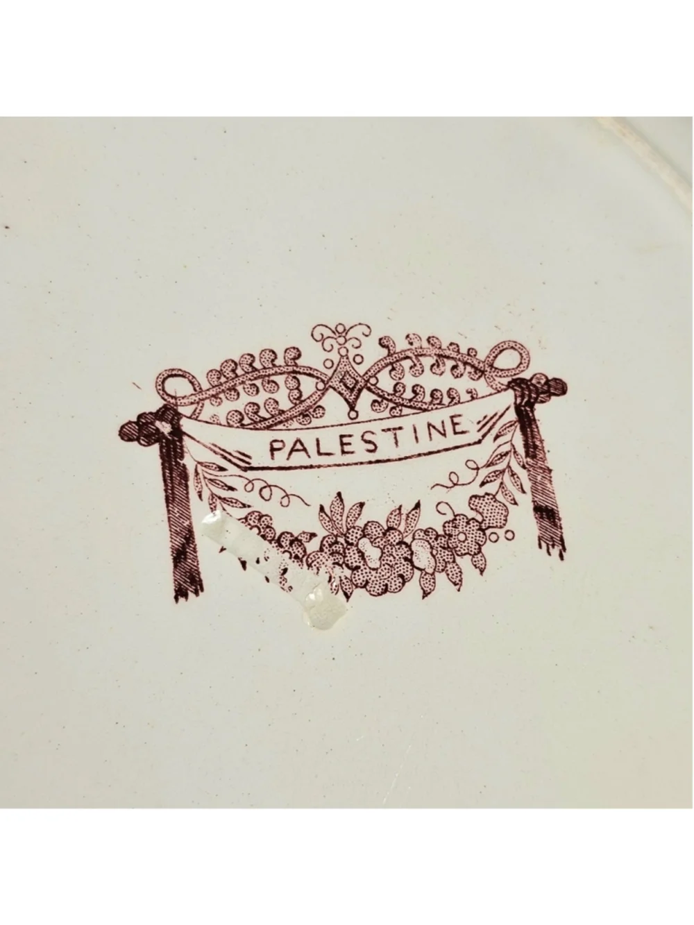 Antique Adams Palestine Red Transferware Plate 1830s Staffordshire Pink 9”
